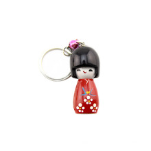 FQ marca atacado personalizado madeira 3d japonês boneca keychain